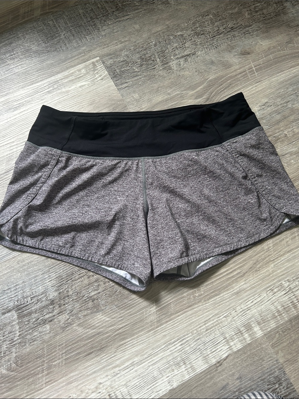 lululemon athletica Gray Two-Tone Athletic Shorts with Black Waistband